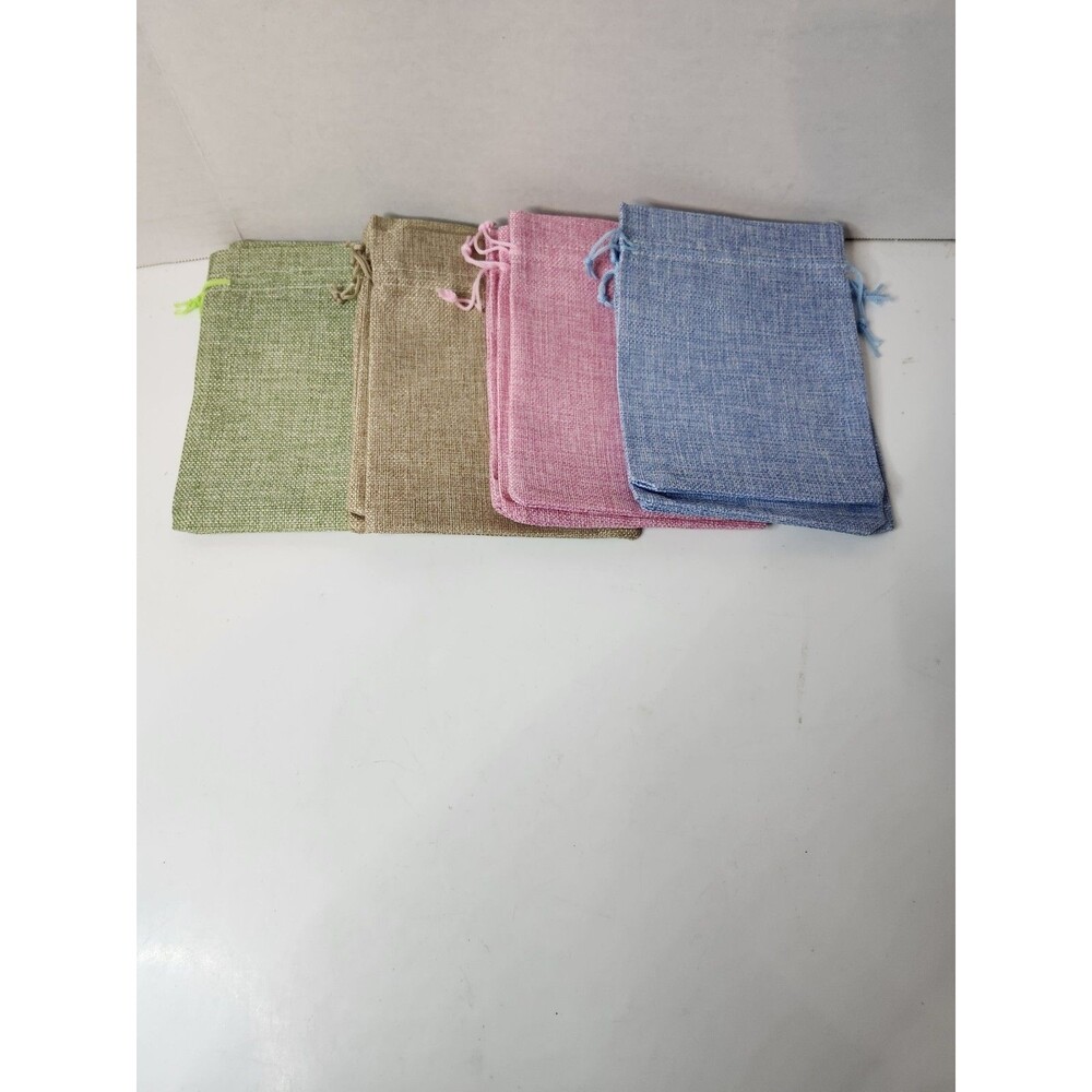 Lot Of 12 Burlap Gift Bags 7"×6" With Drawstring
